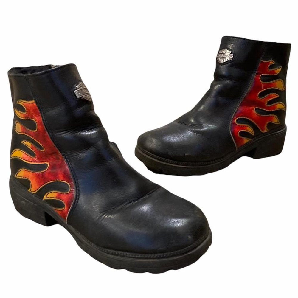 Vintage ankle length leather Harley Davidson boots